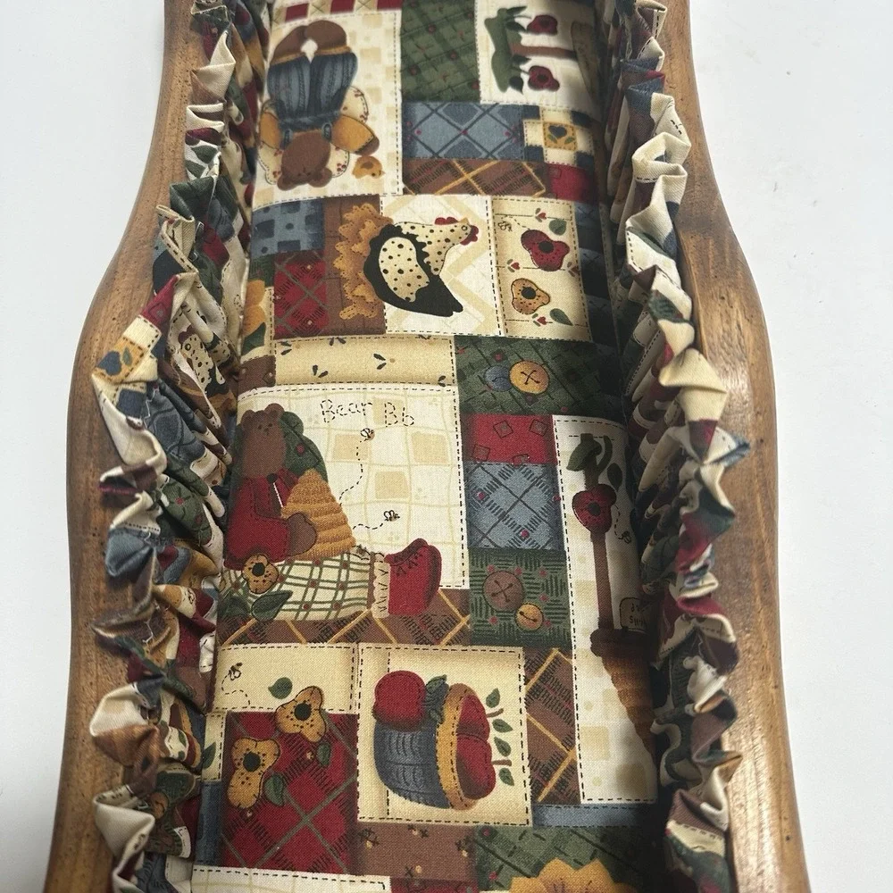 Vintage Wooden Sewing Basket Or Use As A Dolls Bed Girly‎ Chickens Bears Flowers